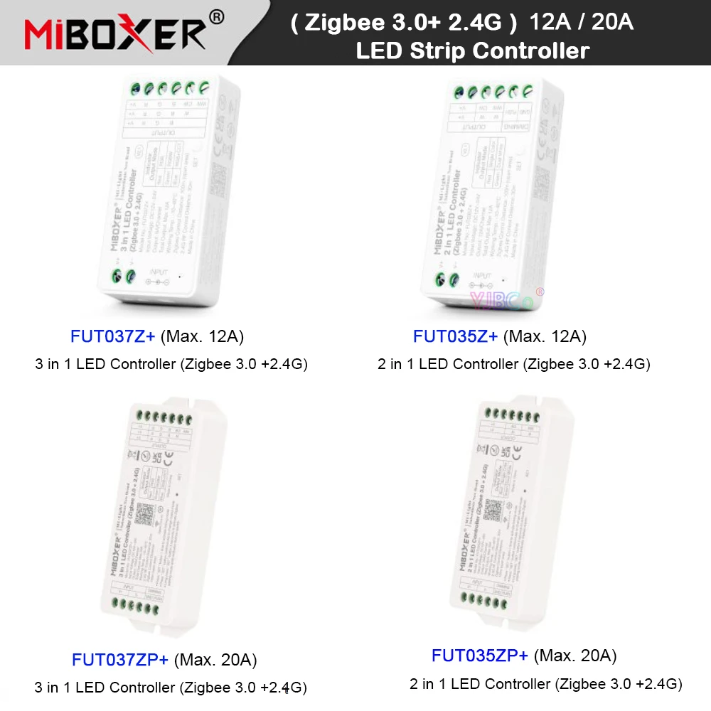 Miboxer Tuya APP Zigbee 3.0 2.4G Remote 2 in 1(Dual white Single color)LED Strip Controller 3 in 1(RGBW RGBCCT RGB) light dimmer skydance zigbee 3 0 10 keys cct wireless remote tuya app control dimmer apply to zigbee 3 0 dual color led controller or driver