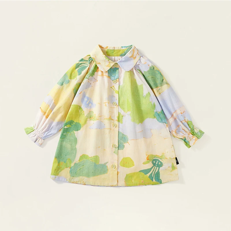 

One pPiece Korean Style Spring Autumn Cotton Vintage Cute Long Sleeve Dresses A-Line Skirt Clothes Girls From 2 To 8 Years