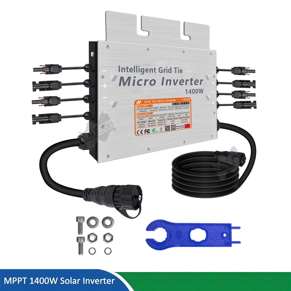 Mars Rock 1400W On Grid Solar Microinverter Dc 24V 36V Ac 120V 230V Inverter Dual Mppt Pv Pannello Solare Inverter Per Elettrodomestici