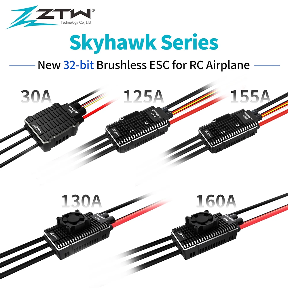 ZTW 32-Bit Skyhawk 65A/125A/155A/130A/160A Brushless ESC Speed Control for RC Airplane 1