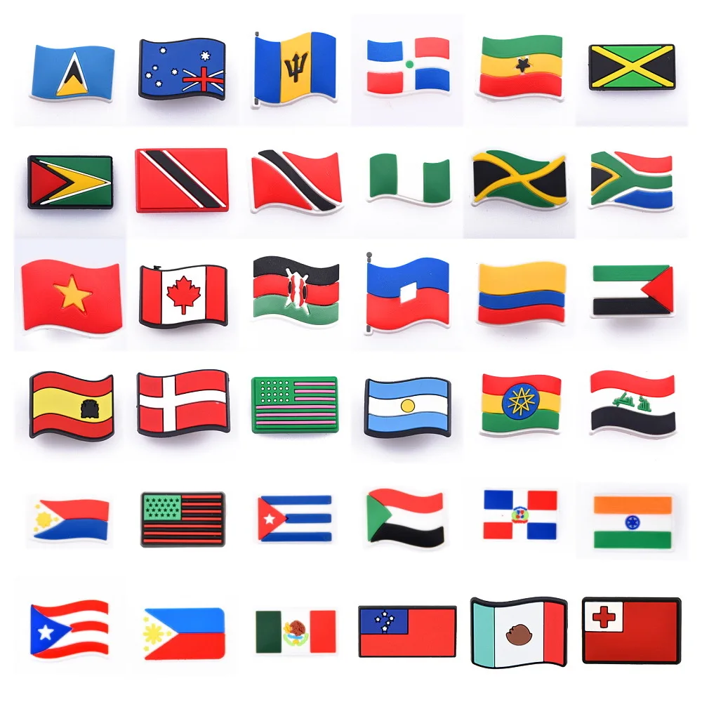Country Different Flag Shoes Charms Soft PVC Shoe Accessories For Clog