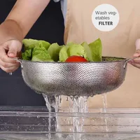 16.5cm-31.5 cm Stainless Steel Vegetable Basin New Style Fruit Basket Rice Sieve Wash Colander Food Pot 3