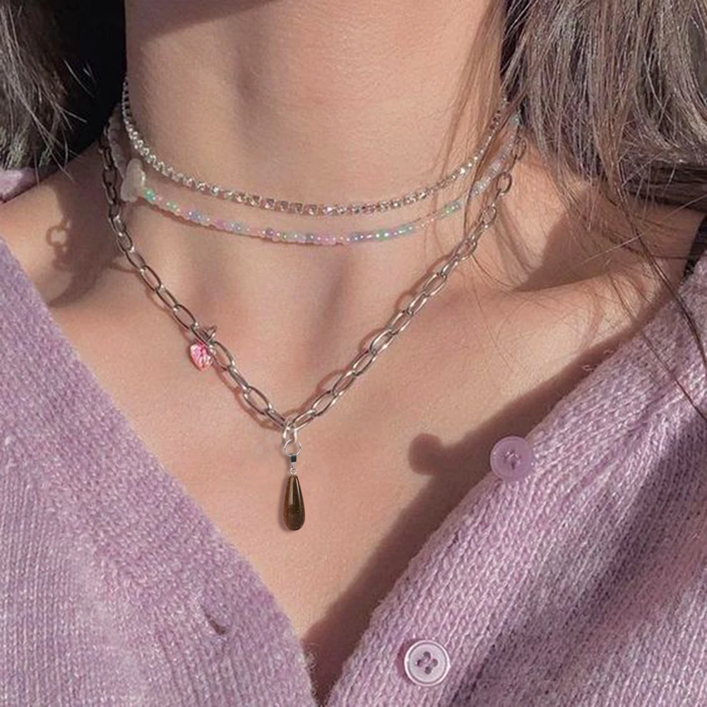 Wholesale 19Pcs Natural Opalites Tiger Eye Howlites Amethysts Stone Charms Water Drops Pendants For Necklace Jewelry Making