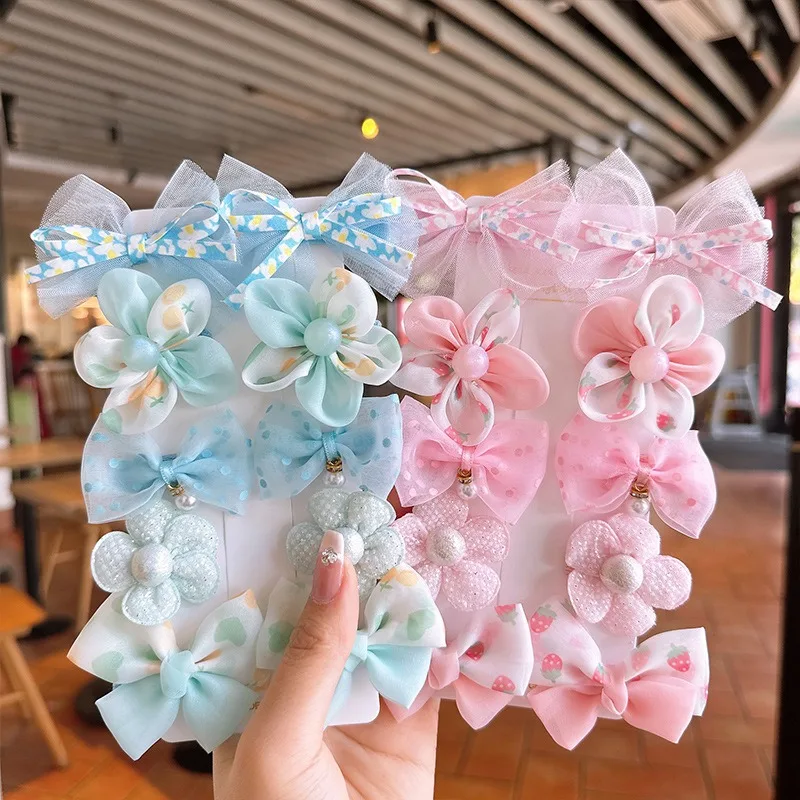

2023 Cute Princess Mesh Flower Bow Hairpins Set Baby Girls Kids Hair Clips Pin Barrettes Accessories Hairclip Headdress Headwear