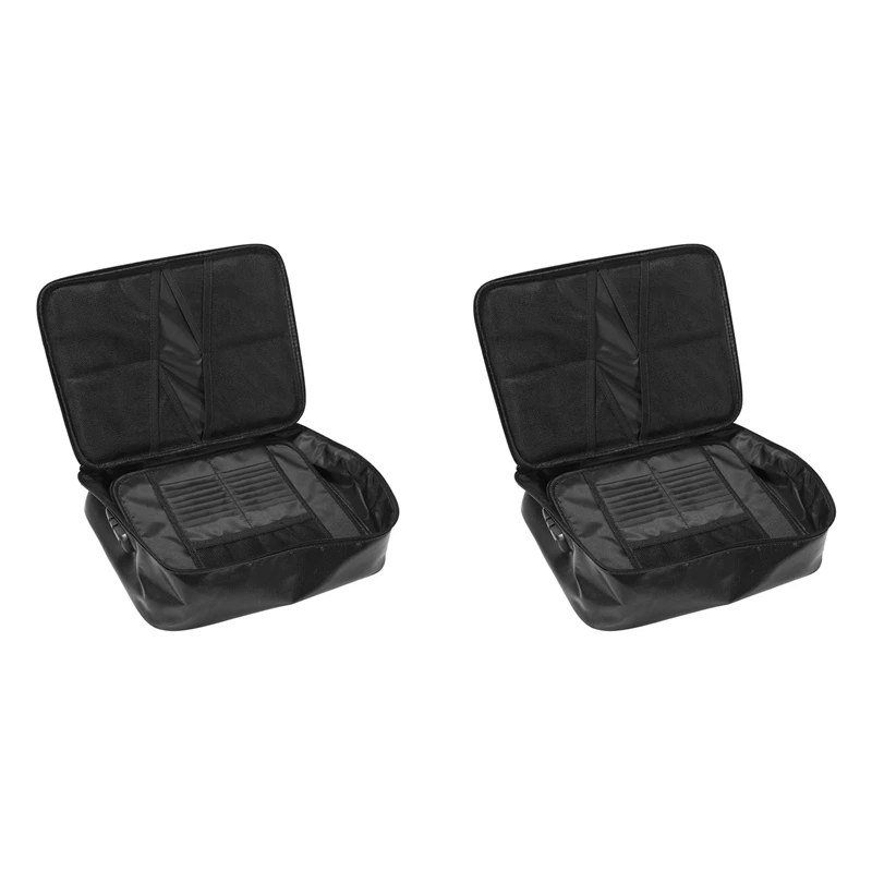 

2X Fireproof Waterproof Document Bag, 4-Layer Storage Bag Set With Code Lock, For A4 / A5 Files Passport B