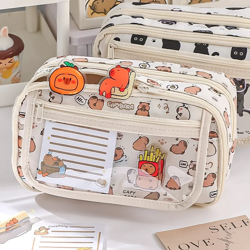 pencil case Kapibara Cartoon Flip Top for Stationery Storage