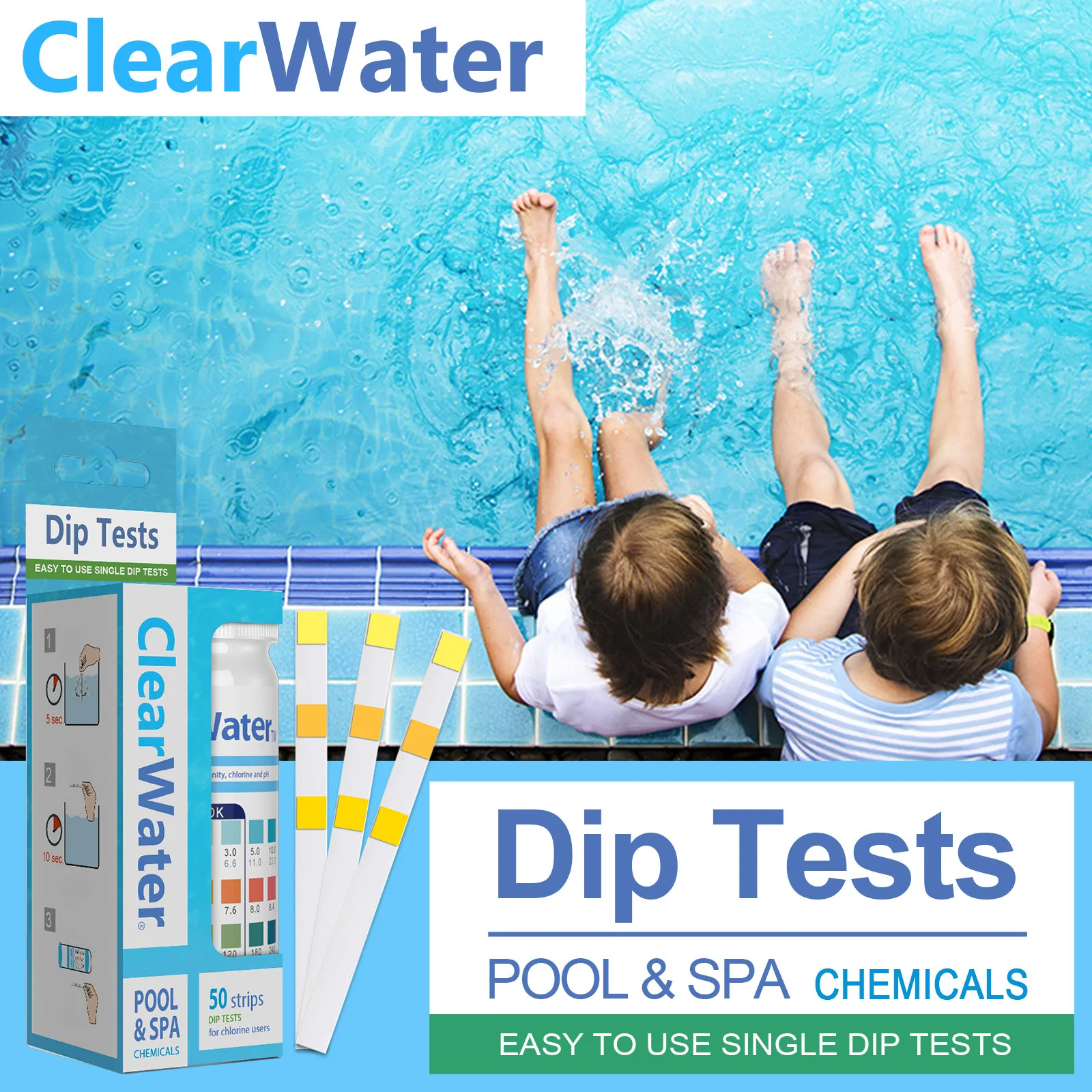 3-In-1 Swimming Pool Test Paper Residual Chlorine PH Value Alkalinity Hardness Test Strip A Bottle Of 50 Hot Tub Water Quality ophthalmology test paper artificial tear detection filter paper strip tear secretion test paper fluorescein sodium test paper