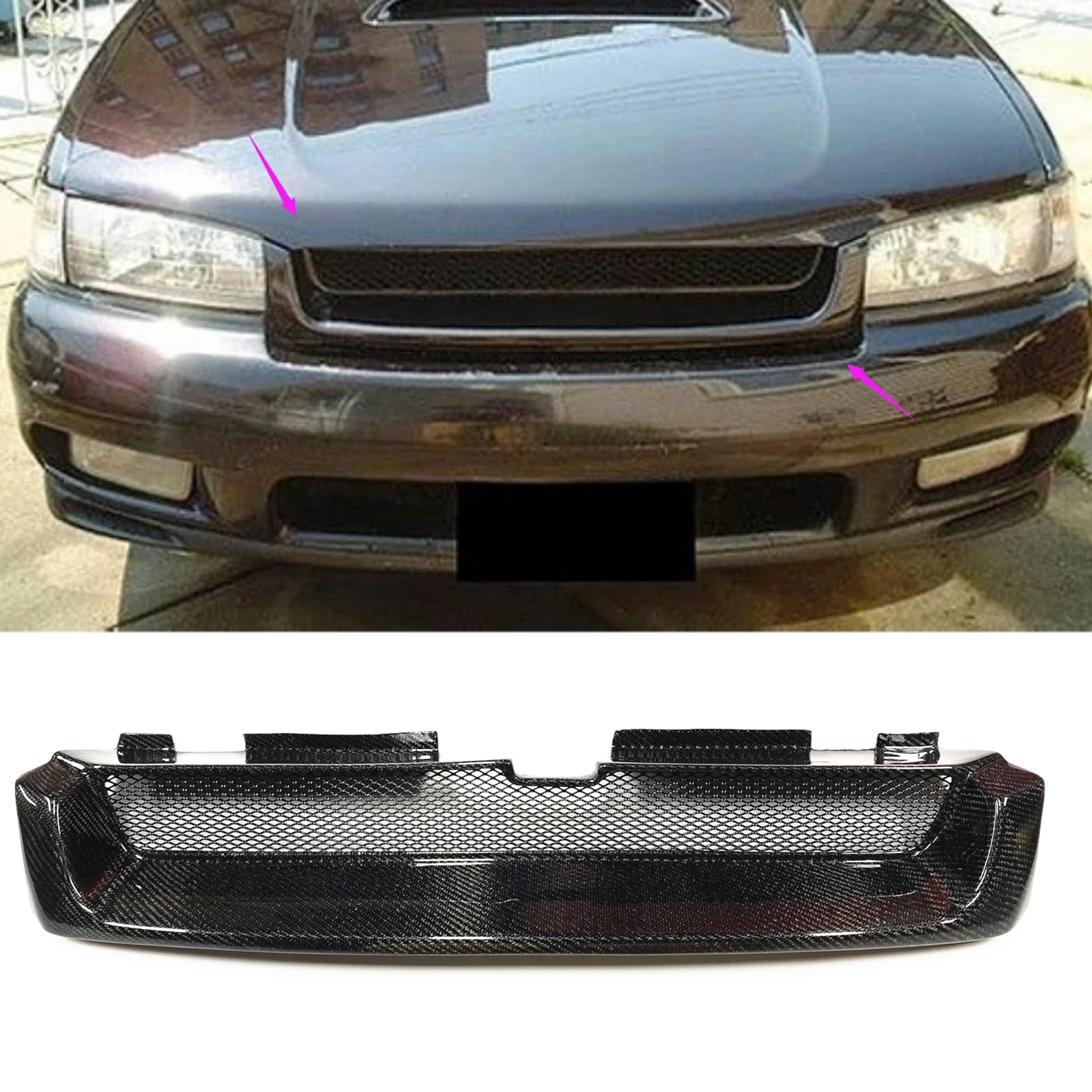 

Передняя решетка гриль для Subaru Legacy Outback 1995 1996 1997 1998 1999 реальное углеродное волокно/Стекловолокно верхний бампер