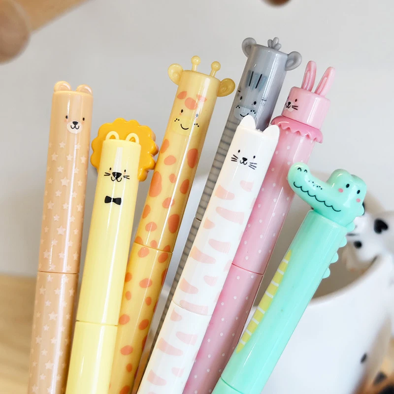 4/8Pcs 부드러운 쓰기 내구성 펜 귀여운 동물 지울 수있는 젤 펜 세트 학교 사무실 저널 생일 및 휴일 선물
