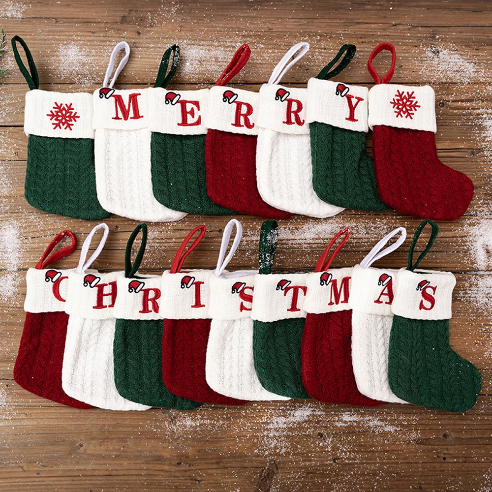 

Customized Initial Knitted Socks Embroidered Wool Socks Christmas Stocking Gift Bag Party Favor Bags Christmas Stockings