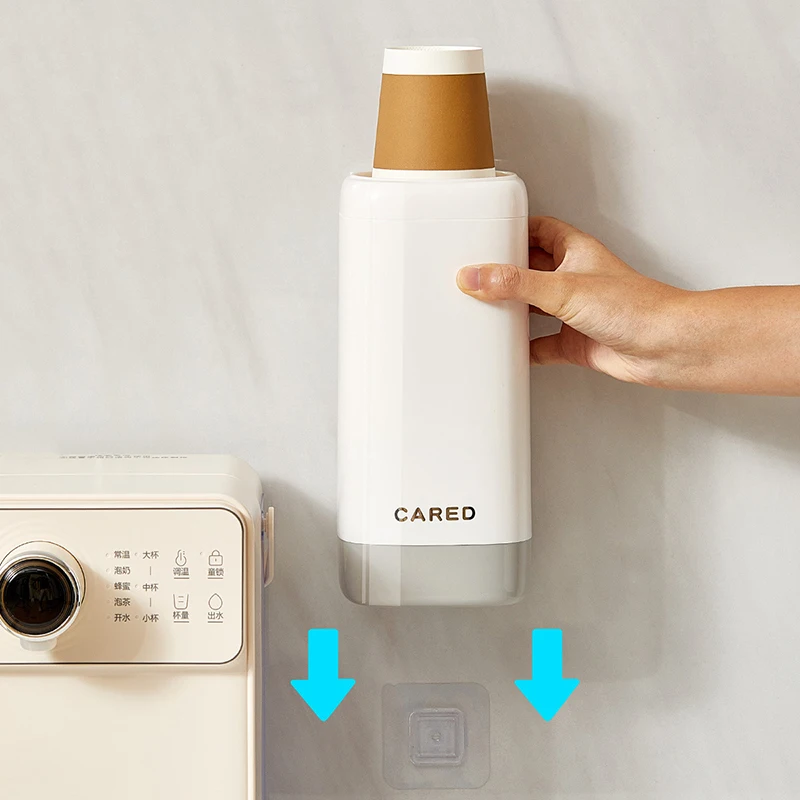 1pc Household Dust-Proof Paper Cup Holder - No-Drill Wall Mounted Disposable Cup Storage Rack for Living Room Kitchen Office