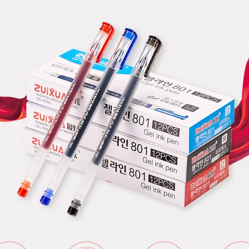 Gel Pens 6 Pcs/Set 0.38mm Large-capacity Ink Diamond Tip Refill Exam Signing Writing School Office Supplies