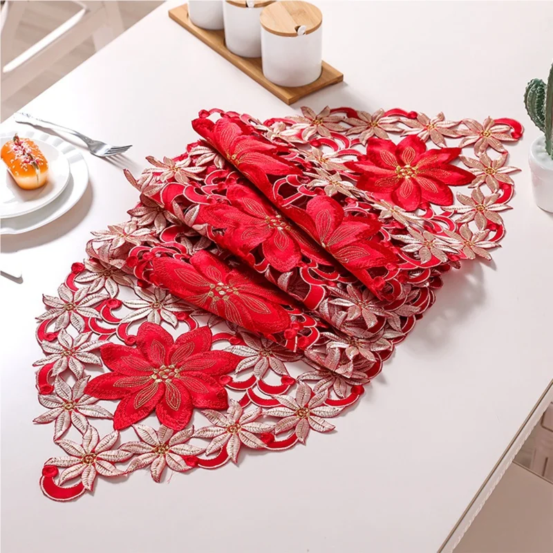 Christmas Printed Tablecloths - Party Picnic Decoration, Embroidered Table Runners