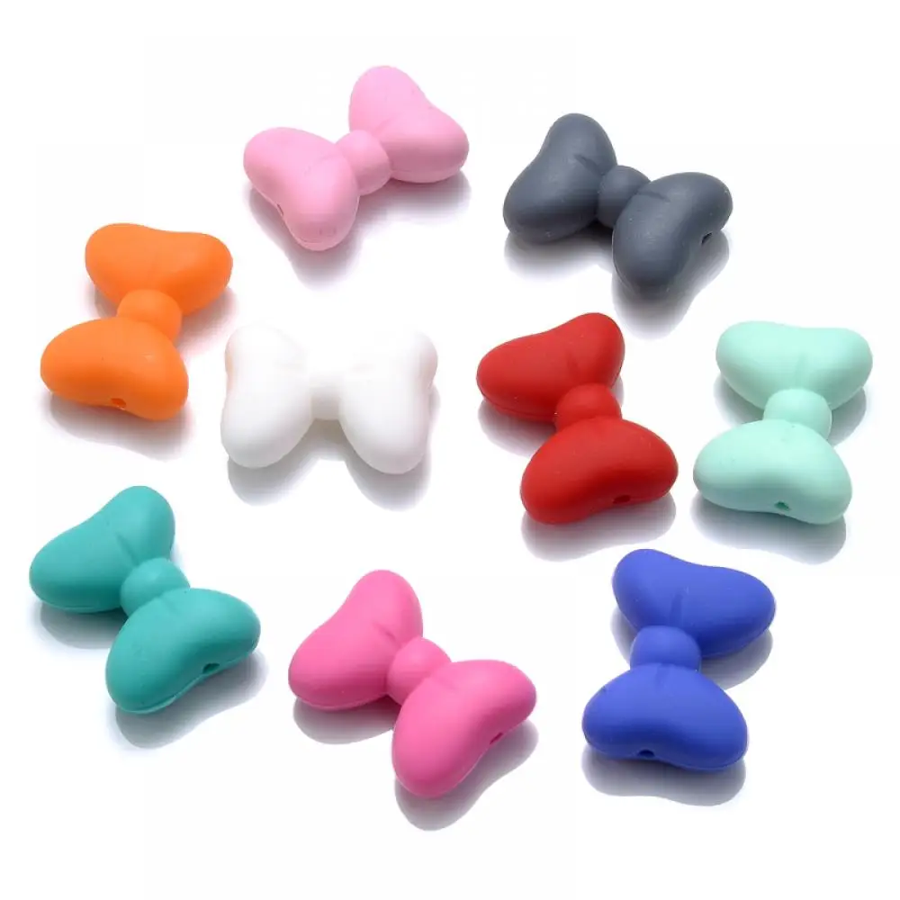 

10Pcs Baby Silicone Beads Bow Shape Baby Food Grade Silicone Teething Beads Molar Period Pacifier Chain Toys Chewing BPA Free