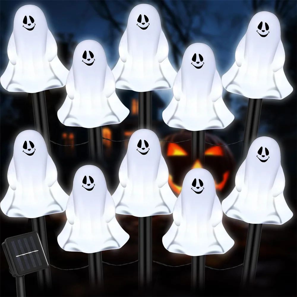 5Pcs Lawn Light Outdoor Led Decorazione Del Giardino Luci Solari Impermeabili Halloween Ghost Pathway Marker Lights String Lights 520