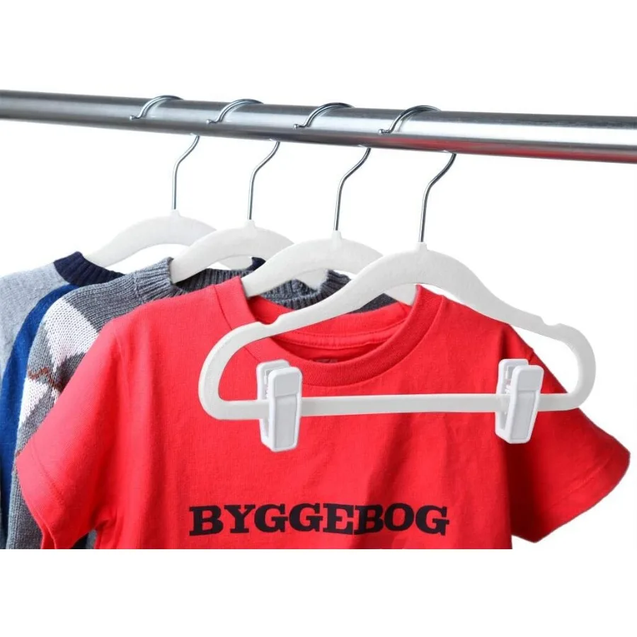 NonSlip Velvet Clothes Hangers for Baby and Clothing Storage with 10 Finger Clips 30Pack White Hangers Ideal for Closet Organiz