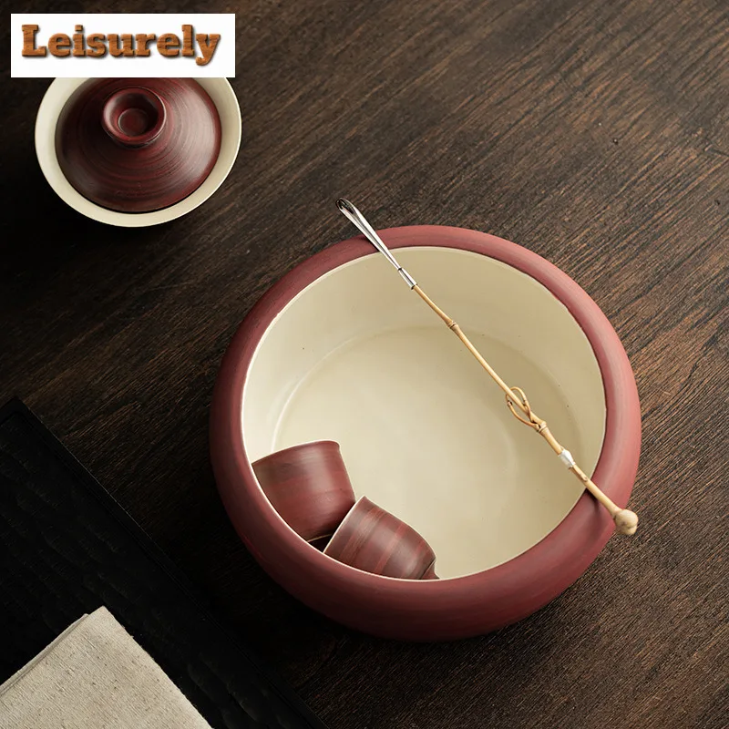 1100ML Wabi Sabi Style Powder Yin Jianshui Writing-brush Washer Tea Garbage Can Tea Dust Cylinder Barrel Chaxi Teaset Decoration
