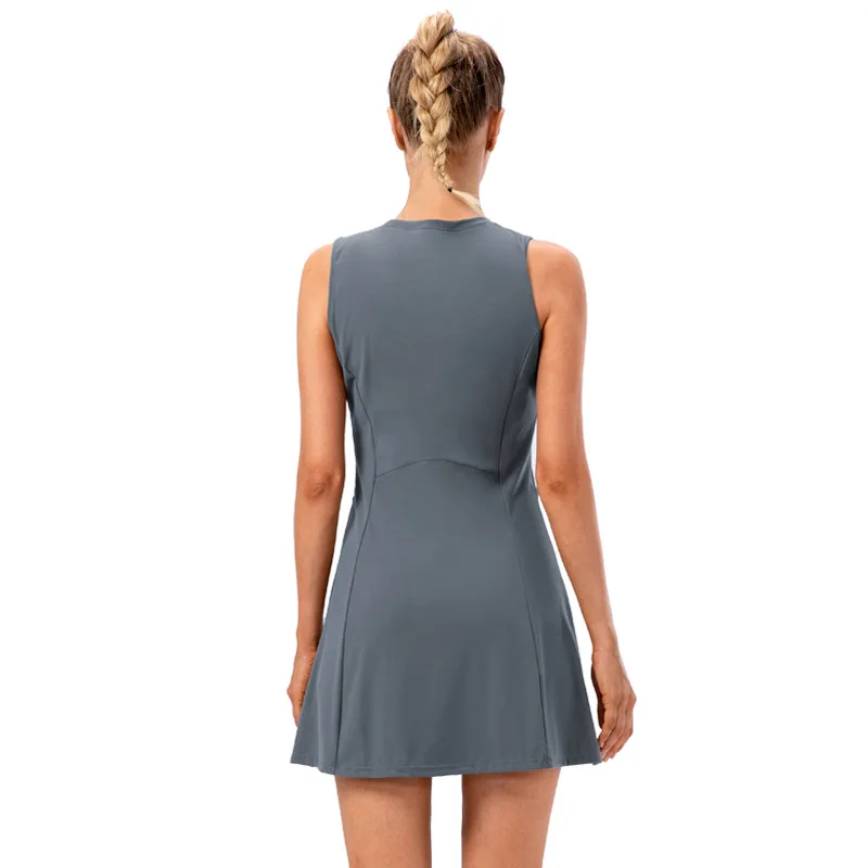 Tennis Dress with Shorts One Piece Tennis Skirt Yoga Fitness Breathable Casual Golf Sports Skirt Two Piece Suit Yu12132
