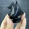 Natural Black Obsidian Death Anubis Hand Carved Wizard Figurine Energy Crafts Home Decoration As Gift 1PCS 6