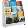 White 4-Tier Children Kids Bookcase, Book Shelf, Storage Display Rack Organizer Holder for Bedroom, Study Living Room, KMB32-W 6