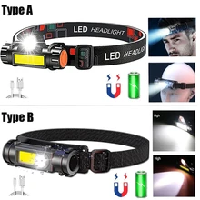

Portable Mini Headlamp XPE+COB Led Headlamp Built-in 18650 Battery Camping Waterproof Headlight Stepless Dimming Torch Lantern