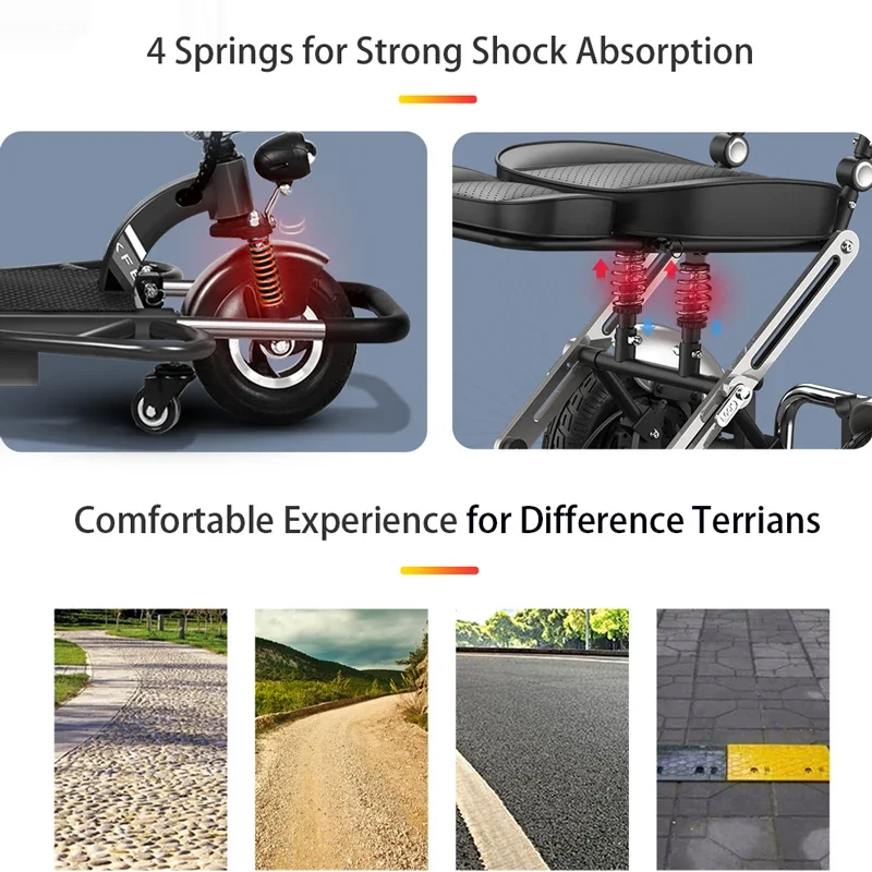 Long Distance Travel 3 Wheel Mobility Scooter Portable Lightweight Mobility Scooter For Eldely