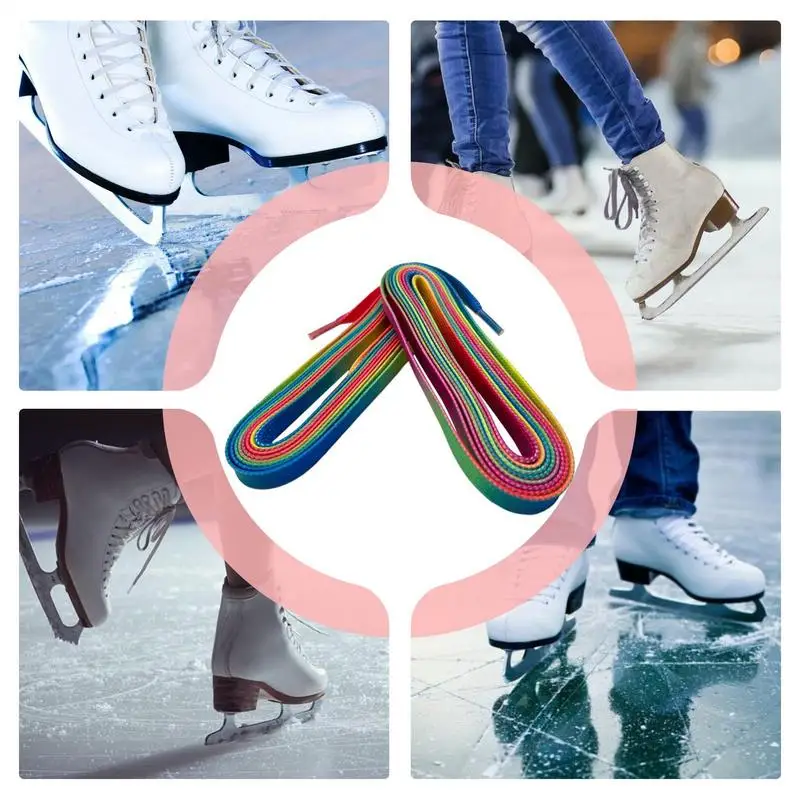 Waxed roller skate laces 84 96 108 120 inch Dual Layer Braid Design Ice Hockey Skate Hockey Shoe Bright Color Lace Accessory