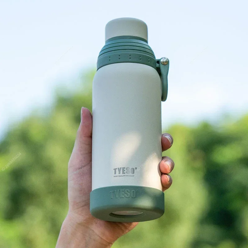 Stainless Steel Double-Lid Insulated Sports Water Bottle Portable Handheld Outdoor Large Capacity Flask Stylish Water Cup
