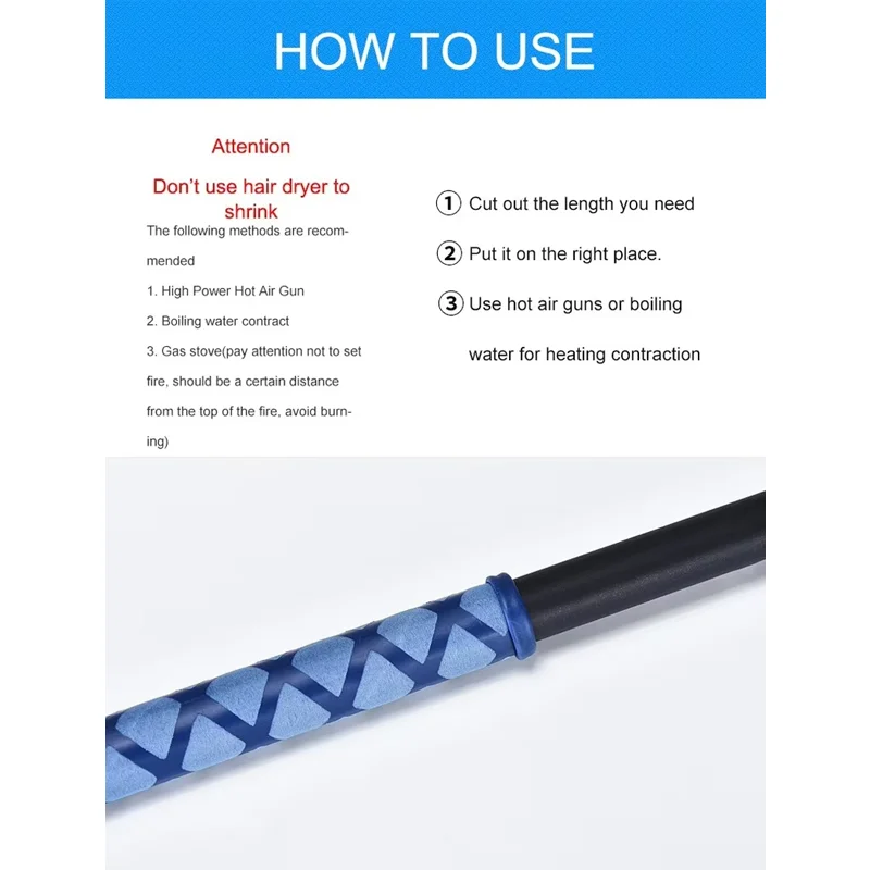 Non-slip Heat Shrink Tube Insulated Handle Glove Tube For DIY Insulation 1M 15/18/20/22/25/28/30/35/40/45/50mm heat shrink tube