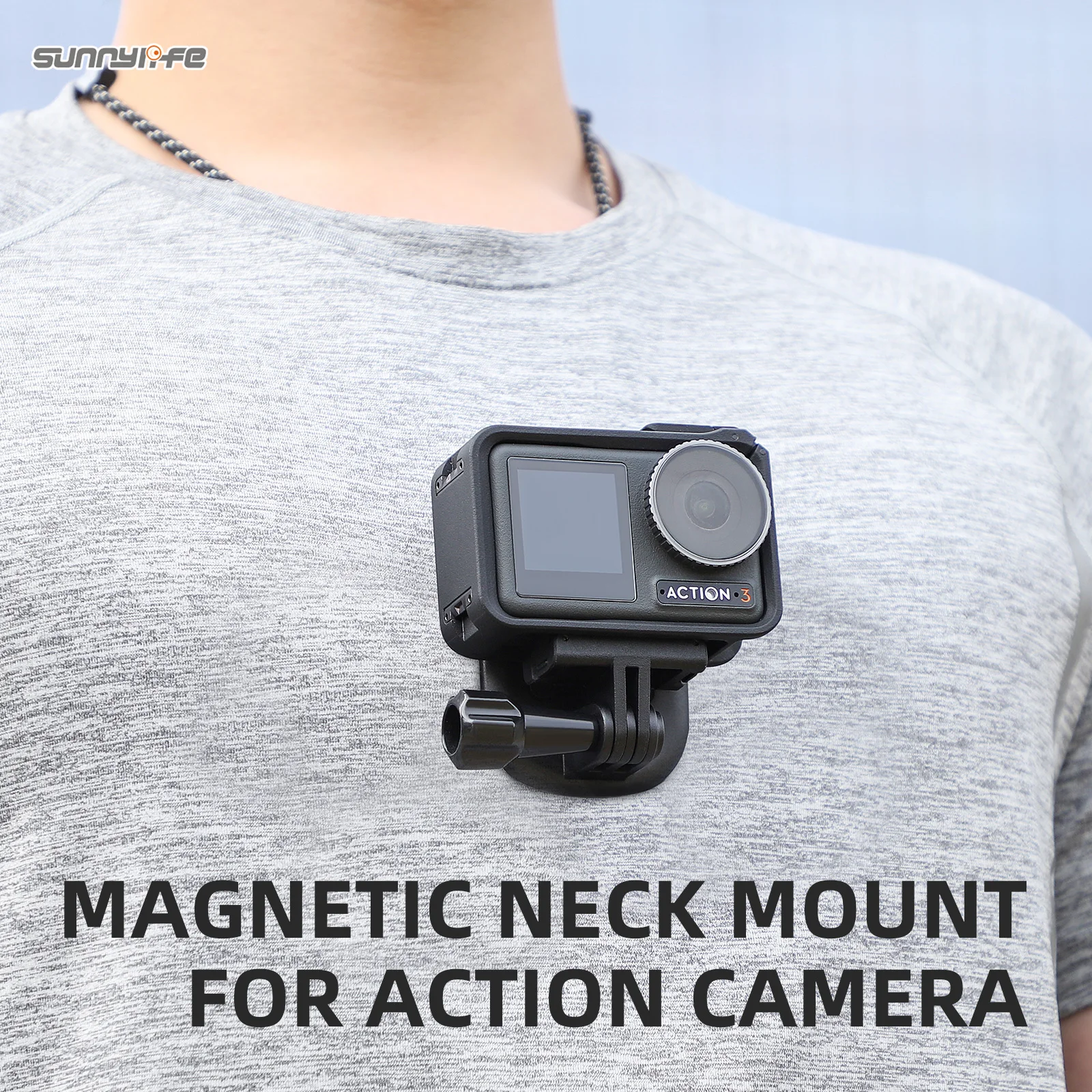 Sunnylife Magnético Pov Pescoço Montar Ação Câmera Titular Peito Cinta Corpo Vlog Snap Montagem para Gopro 11 Insta360 x3 Ação 3