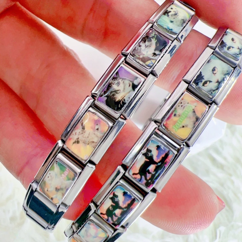 CONCEPT Hot Sales DIY Italian Charm Bracelet Stainless Steel Lovely Cartoon Cat Hand Chain Cute Link Gift Jewelry BT001