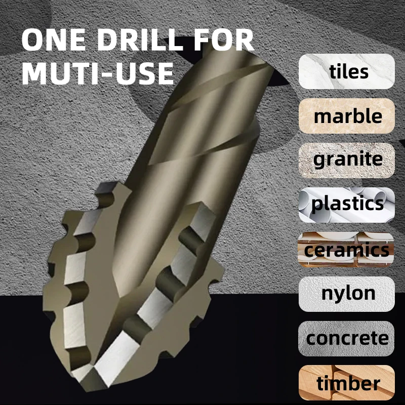 Set Di 4 Punte Per Trapano Eccentriche A Dente Di Sega – 6/8/10/12 Mm, Per Cemento, Metallo, Legno, Piastrelle E Vetro, Gambo Esagonale 1/4”