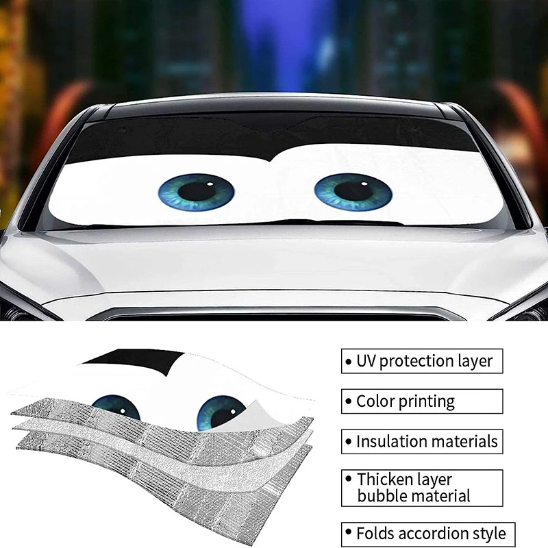 Cartoon Eye Car Sunshade Front Window Cover Windshield Sun Shade Car Sun Visor Heat Protection Interior Accessories