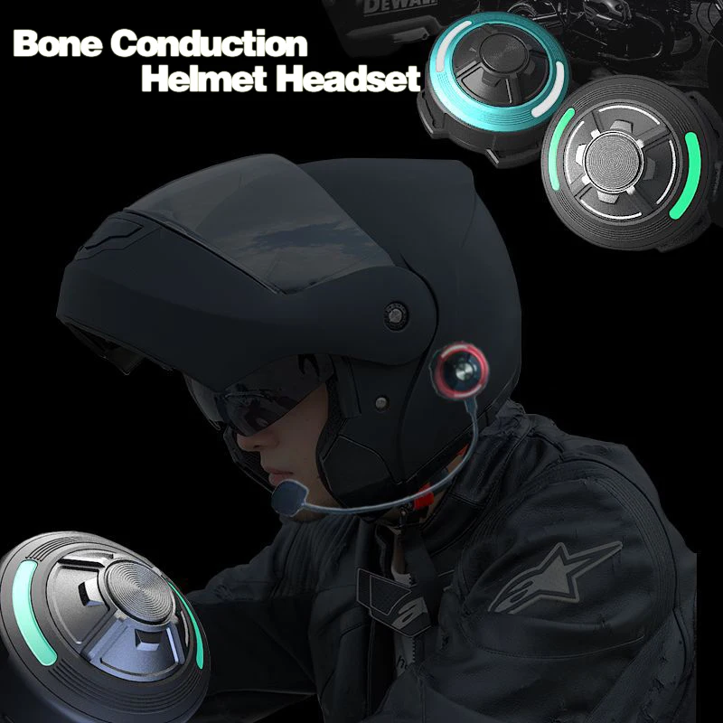 KEBIDUMEI Motorcycle Bone Conduction Bluetooth Helmet Headset Waterproof Wireless Headphone Handsfree Stereo Music P