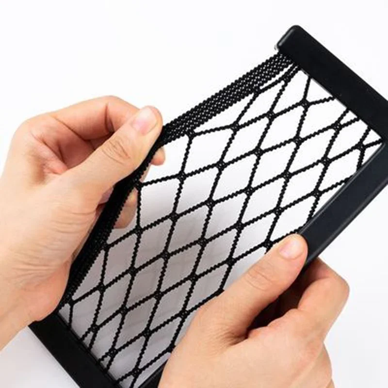 Car Storage Bag Mesh Net Pocket Mobile Phone Holder Multi Function Auto Accessories