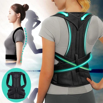 Reinforced Belt Lumbar Column Posture Corrector Vest Adjustable Back Support Strap Shoulder Spine Brace Neck Stretcher Trainer 1