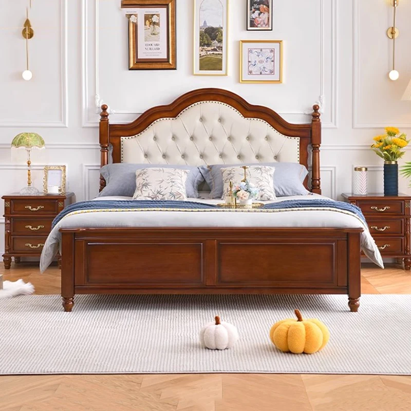 

Nordic High Sleeping Double Bed Designer Leg Luxury Modern Design Bedding Bed Frame Queen Wood Camas De Casal Furniture Set
