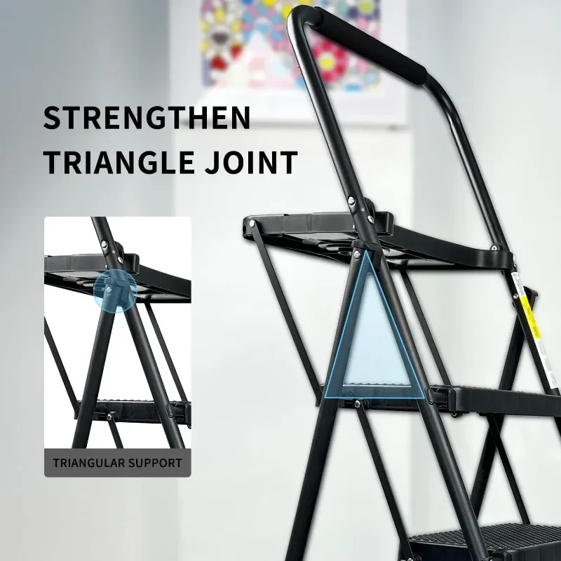 3 Step Ladder Folding Steps Stool Wide Anti-Slip Pedal Lightweight 500lbs Ladders for Adults folding step stool