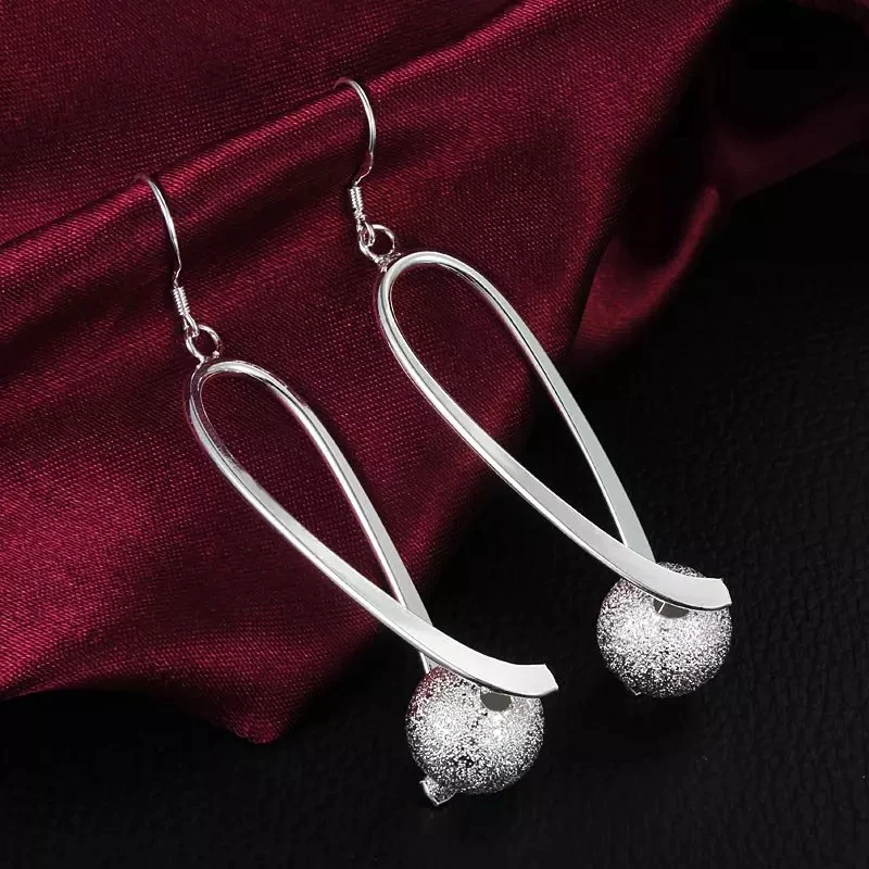 Hot Popular 925 Sterling Silver fine Frosted beads earrings for Women wild party classic fashion jewelry Holiday gifts