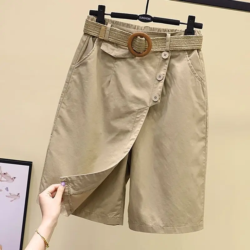 Shorts Women Summer Elastic Waist Wide Leg Loose Y2K Youth Fashion Casual Empire 4 Colors Harajuku Simple Solid Jupe Femme Retro