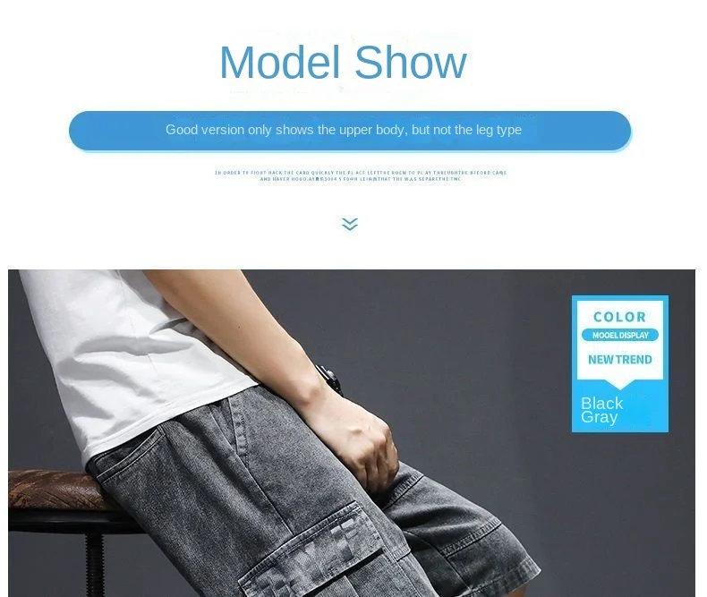 Harajuku Fashion Drawstring Designer Korean Luxury Boyfriend Multi Pocket Loose Casual Denim Jeans Men Summer Knee Length Shorts