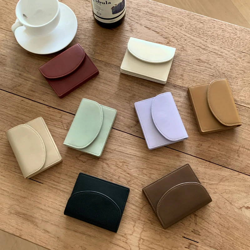 

Minimalist One Piece Ridge Slim Solid Credit Leather Macsafe Card Holder Purse Ladies Small Wallet Men Badge Color Airtag