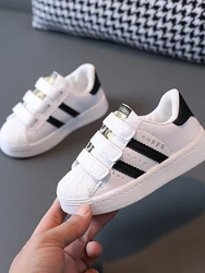 Children's White Fashion Sneakers - Non-slip, Breathable, Casual Outdoor Shoes - 25-insole15CM (Black)