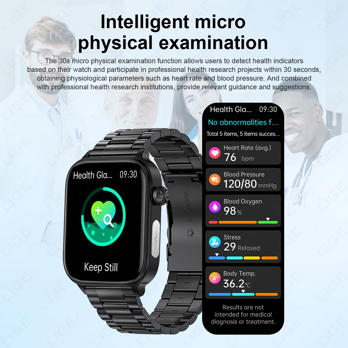 LIGE NEW Uric Acid Blood Fat Smart Watch Men ECG+PPG Pulse Blood Pressure BT Call Sports For Xiaomi Health Tracking Smartwatch