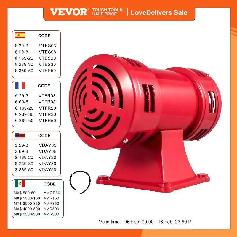 Vevor Sirena Industriale Tornado A Motore Ms-490 140Db Sirena Allarme 400W 220V Sirena Ad Aria Industriale Sirena Tromba Forte Per Barca / Miniera / C