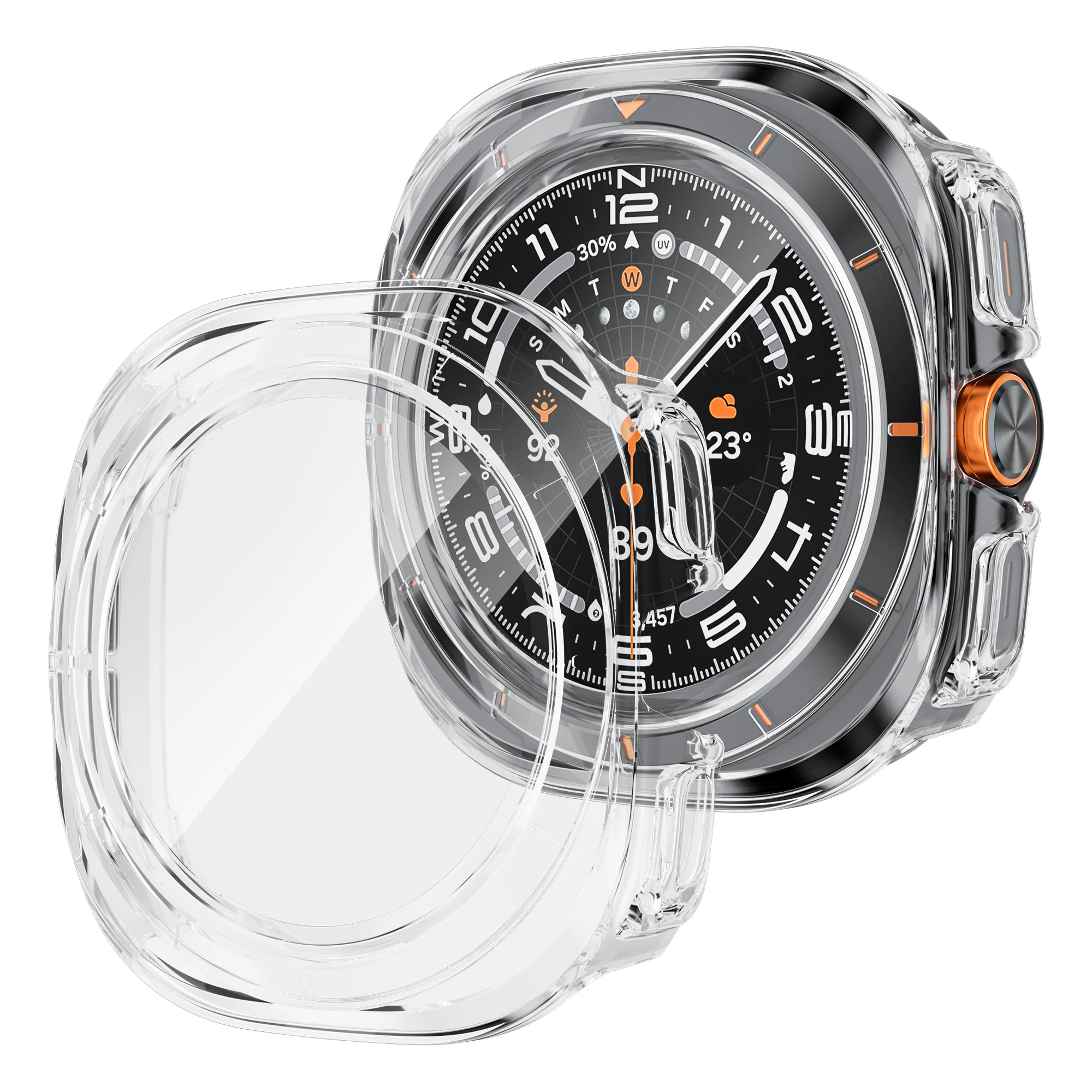 Premium Tempered Glass Screen Protector & Hard PC Bumper Case for Samsung Galaxy Watch Ultra