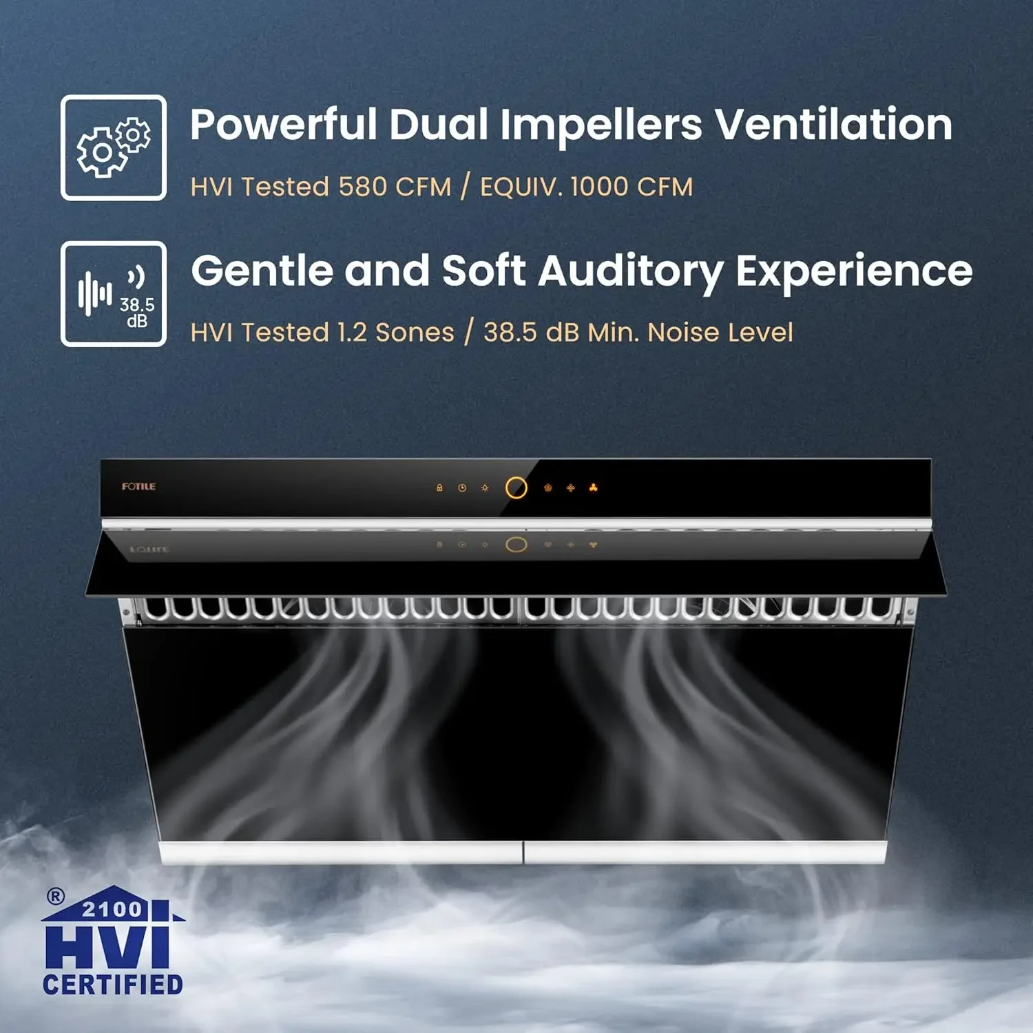 JQG9006 36" Under-Cabinet or Wall-Mount Range Hood Dual DC-Motor Slant Vent Series Motion Activate Touchscreen 2