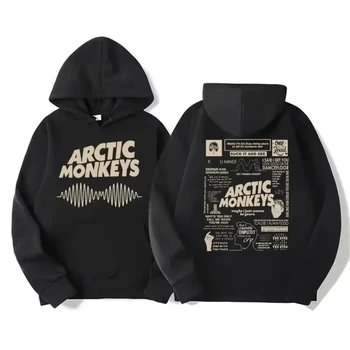 Men's Retro Rock Arctic Monkeys Hoodie - Music Album Pattern Print, Hip Hop Style Oversized Vintage Hooded Sweatshirt WY005