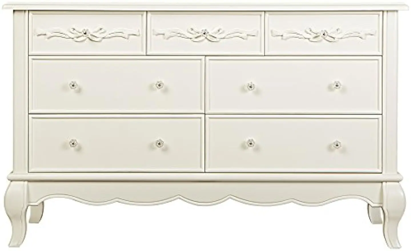 

Evolur Aurora 7 Drawer Double Dresser, Ivory Lace, 54x20.3x34 Inch (Pack of 1)