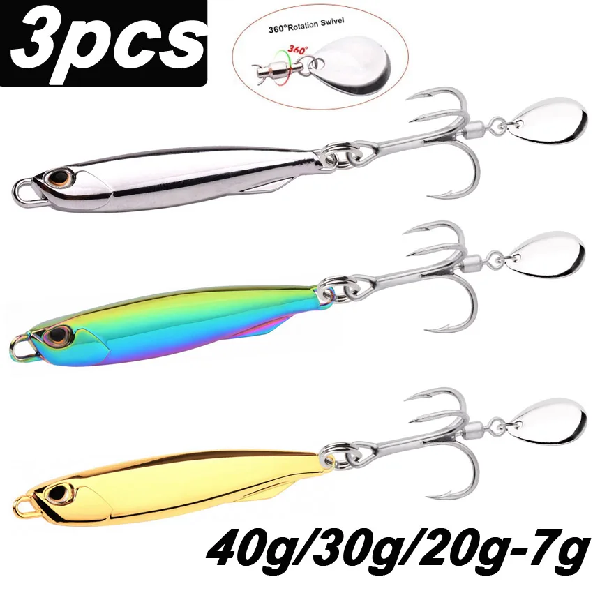 3pc Angel köder Metallguss Jig Dreh löffel 40 g30g20g Shore Casting Jigging Fisch See barsch Angeln Köder künstliche Köder Tackle